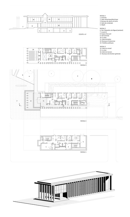 Press kit | 1172-07 - Press release | Rigaud City Hall - Affleck de la Riva architects - Institutional Architecture - Hôtel de ville de Rigaud - plans - Photo credit: Affleck de la Riva, architectes