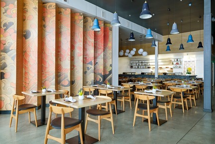 Press kit | 2757-07 - Press release | Ancient Art of Japanese Tattooing Inspires Latest Little Tokyo Restaurant in Los Angeles - Wick Architecture & Design + LAND Design Studio - Commercial Architecture - Wick Architecture & Design + LAND Design explored the ancient art of Japanese tattooing as the dominant design motif for Sake Dojo, located on the ground floor of a 1914 building in Los Angeles’ historic Little Tokyo. - Photo credit: Nicole LaMotte Photography<span></span>