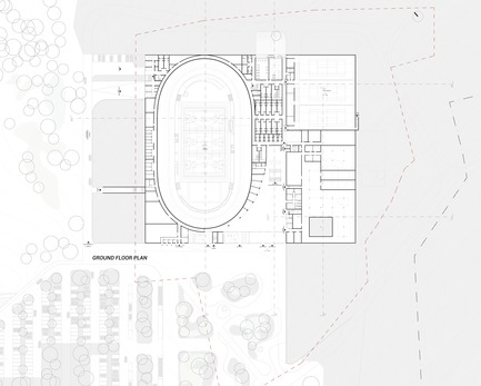 Press kit | 1018-07 - Press release | Metaform and Mecanoo Win the International Competition to Design the First Velodrome in Luxembourg - Metaform architects - Competition - Ground Floor Plan - Photo credit: Metaform