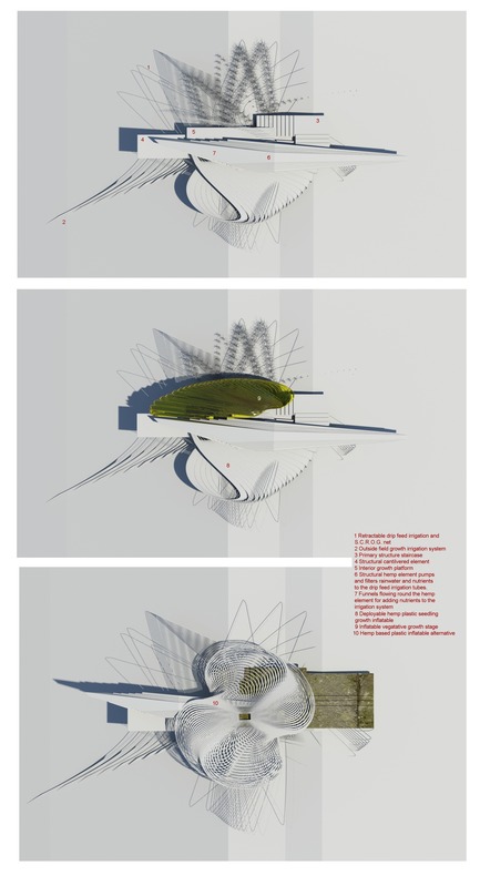 Press kit | 2121-10 - Press release | Sustainable Hemp and Medical Cannabis Farm - Margot Krasojević Architecture - Industrial Architecture - Plan of deployable greenhouse  - Photo credit: Margot Krasojević