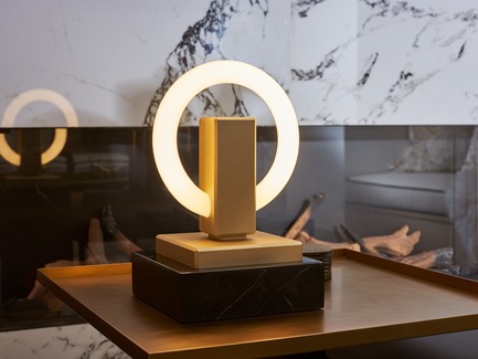 Press kit | 3412-02 - Press release | Karice, Award Winning Designer Unveils its Latest Luminaire - Olah Table Lamp - Karice Enterprises Ltd. - Product -  Olah Table Lamp - Anodized Light Gold finish. - Photo credit: Jordan N. Dery