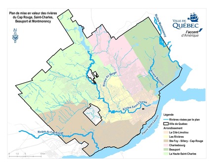 Press kit | 2647-03 - Press release | Call for tenders by City of Québec for the Cap Rouge, Saint-Charles, Beauport and Montmorency rivers - City of Quebec - Landscape Architecture - Rivers covered by the Masterplan - Photo credit: City of Quebec