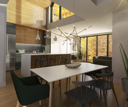 Press kit | 1867-04 - Press release | Official Launch of Arborescence, a New Mountain Condo Development in Bromont - KnightsBridge - Residential Architecture - Penthouse kitchen - Photo credit: KnightsBridge