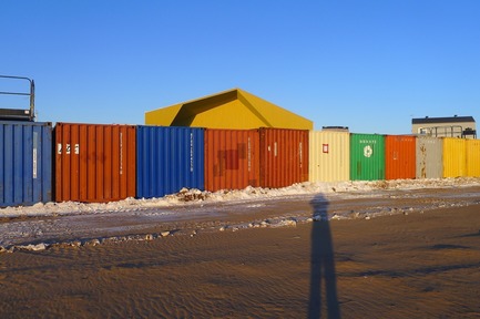 Press kit | 3256-01 - Press release | Nunavik's New Cultural Centre Opens Its Doors - Blouin Orzes architectes - Institutional Architecture -  Empty containers once construction over<br>  - Photo credit: Blouin Orzes architectes 