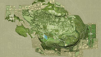 Press kit | 2366-03 - Press release | Montreal Project Wins Major International Design Award - civiliti with Julie Margot design - Landscape Architecture -  Map of the 1850-acre Mount Royal Heritage Site. Apart from the Olmsted-designed park itself, it features 3 summits, 5 cemeteries and 2 university campuses. The site is also in close proximity with a number of hospitals.<br>  - Photo credit: civiliti