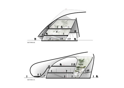 Press kit | 1018-06 - Press release | METAFORM Architects Opens Subsidiary in Dubai - Metaform architects - Event + Exhibition - Luxembourg Pavilion at DUBAI EXPO2020 - Sections A-A and B-B - Photo credit: Metaform