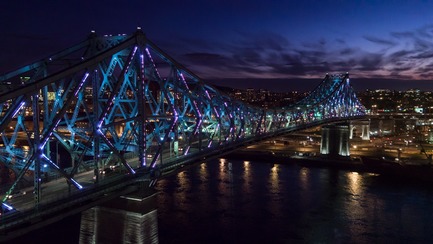 Press kit | 1089-02 - Press release | Illumination of the Jacques-Cartier Bridge | Creating the World's Most Connected Bridge - Moment Factory - Multimedia Design - Jacques Cartier Bridge Interactive Illumination_Living Connections<br> - Photo credit: Moment Factory