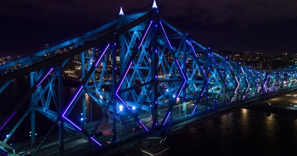 Press kit | 1089-02 - Press release | Illumination of the Jacques-Cartier Bridge | Creating the World's Most Connected Bridge - Moment Factory - Multimedia Design - Jacques Cartier Bridge Interactive Illumination_Living Connections - Photo credit: Moment Factory