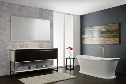 Press kit | 2342-04 - Press release | WETSTYLE Launches a Series of Three New Bathtubs - WETSTYLE - Product -  Cloud bathtub with optional base, Déco vanity - Photo credit: WETSTYLE