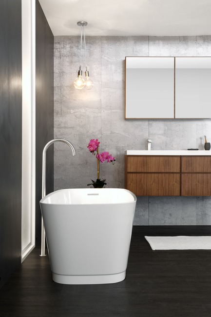 Press kit | 2342-04 - Press release | WETSTYLE Launches a Series of Three New Bathtubs - WETSTYLE - Product - Straight bathtub, Frame Linea vanity and mirrored cabinet - Photo credit: WETSTYLE