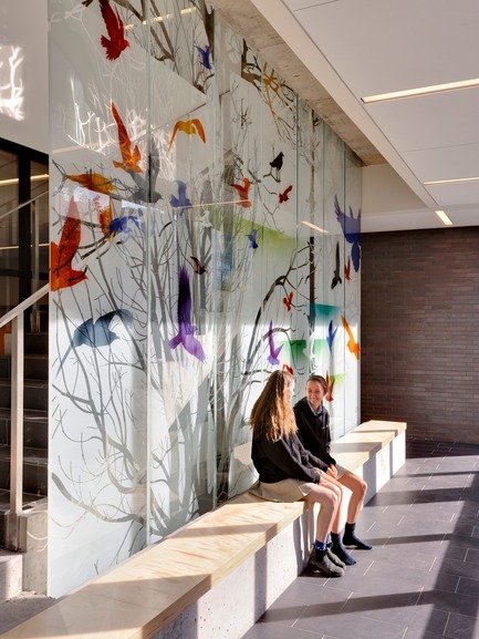 Press kit | 2681-01 - Press release | The Greenwood College School Expansion - Montgomery Sisam Architects Inc. - Institutional Architecture - Feature Stair Mural - Photo credit: Peter Legris