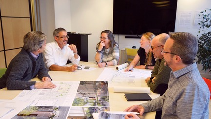 Press kit | 612-12 - Press release | Members of Dan Hanganu’s Team Join EVOQ Architecture - EVOQ Architecture - Commercial Architecture - Left to right: Alain Fournier, Gilles Prud`homme, Sylvie Peguiron, Anne-Catherine Richard, Nathan Godlovitch, Georges Drolet - Photo credit: EVOQ