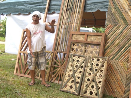 Press kit | 3162-01 - Press release | Streetlight Tagpuro - Eriksson Furunes Architecture, Leandro V. Locsin Partners & Boase - Institutional Architecture -    Initial bamboo prototypes of doors and windows. The community developed the design through sampling existing doors and windows from within the village. They would use these to make new designs that they tested in different materials.<br><br><br>    - Photo credit: Alexander Eriksson Furunes