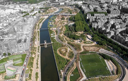 Press kit | 3076-01 - Press release | Madrid Rio. A New Urban Ecology - Burgos & Garrido; Porras La Casta; Rubio & A-Sala; West 8[Ginés Garrido, team director] - Landscape Architecture - Aerial view - Photo credit: Courtesy of the authors of the project 