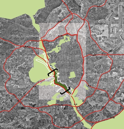 Press kit | 3076-01 - Press release | Madrid Rio. A New Urban Ecology - Burgos & Garrido; Porras La Casta; Rubio & A-Sala; West 8[Ginés Garrido, team director] - Landscape Architecture - Area of intervention - Photo credit: Courtesy of the authors of the project