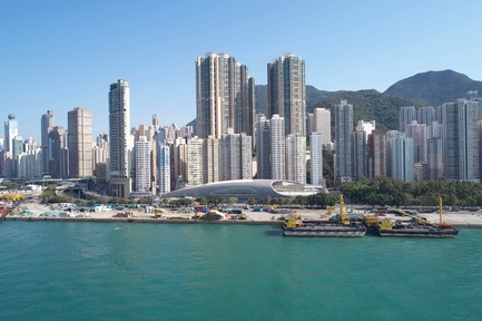 Press kit | 1474-01 - Press release | Hong Kong’s Kennedy Town Swimming Pool - Farrells - Commercial Architecture -  Kennedy Town Swimming Pool viewed from Hong Kong's famed Victoria Harbour  - Photo credit: Farrells