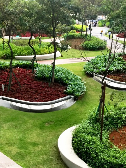 Press kit | 2657-01 - Press release | A Mata Atlântica Forest in São Paulo - Balmori Associates - Landscape Architecture -   Benches and water features are incorporated into the planted islands. - Photo credit: Courtesy of Balmori Associates