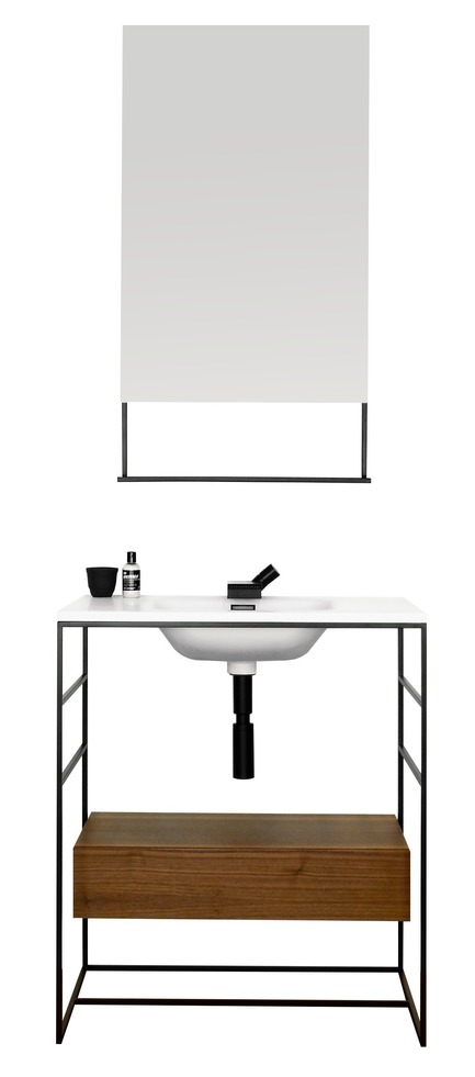 Press kit | 2342-03 - Press release | WETSTYLE Reveals C2; New Vanity and Accessories Collection - WETSTYLE - Product - C2 Collection: 30 inch console and wall-mounted drawer with 19 inch mirror - Photo credit: WETSTYLE