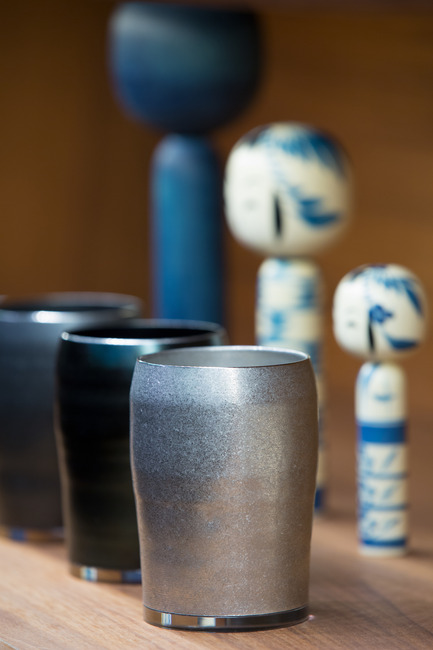 Press kit | 2051-04 - Press release | Japan Unlayered Officially Opens - Westbank | Peterson - Event + Exhibition -                   BEAMS Tsubame - Sansaku sake cups - solid stainless steel   - Photo credit: Ema Peter   