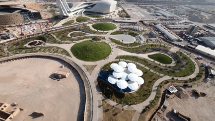 Press kit | 2404-02 - Press release | Oxygen Park, Education City, Doha - Qatar Foundation, AECOM - Institutional Architecture - Aerial Photo - Photo credit: MAN