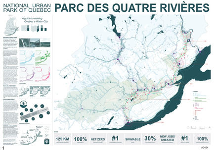 Press kit | 2647-02 - Press release | International Ideas Competition Reinventing Our Rivers: Four Rivers, Three Winners - Ville de Québec - Urban Design -   Second place - Parc des quatre rivières map  - Photo credit:  The WHITE Arkitekter team 