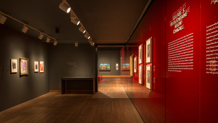 Press kit | 916-10 - Press release | Menkès Shooner Dagenais LeTourneux Architectes Part of the MMFA’s Successful Exhibition "Chagall: Colour and Music" - Menkès Shooner Dagenais LeTourneux Architectes in collaboration with the Montreal Museum of Fine Arts - Event + Exhibition -  Exhibition "Chagall: Colour and Music"<br>Montreal Museum of Fine Arts (MMFA)<br>Menkès Shooner Dagenais LeTourneux Architects  - Photo credit:  © SODRAC & ADAGP 2017, Chagall ®&nbsp;<br>Photo MMFA, Denis Farley 