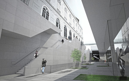 Press kit | 2551-01 - Press release | The Lima Art Museum New Contemporary Art Wing - AYBARS ASCI, Efficiency Lab for Architecture PLLC - Art - View from Sunken Plaza - Photo credit: Efficiency Lab for Architecture PLLC