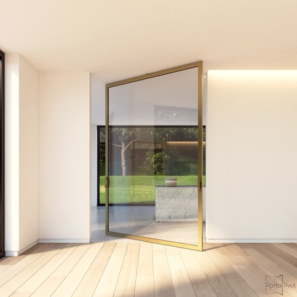 Press kit | 2163-02 - Press release | Portapivot's Pivot Hinge Technology Receives an iF Design Award - Portapivot - Product - Portapivot 6530 glass and bronze aluminium pivot door - Photo credit: Portapivot