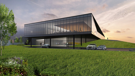 Press kit | 865-21 - Press release | Lemay to Design New Lumenpulse Head Office: A Window on the St. Lawrence River - Lemay - Commercial Architecture - Perspective – Visitor Entrance - Photo credit: Lemay