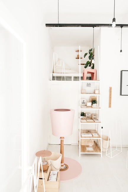 Press kit | 2498-01 - Press release | Small Studio With Great Love For Design - –Love, Ana. design studio - Lifestyle - Entrance: stairway that also serves as a display point, leads the way to a small gallery space upstairs - Photo credit: Mateja Vrckovic