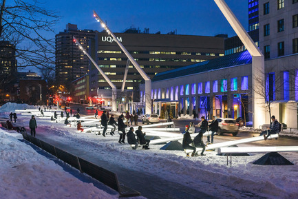 Press kit | 583-16 - Press release | Three Works From The Quartier des Spectacles Will Shine in Five Cities in Europe and North America - Quartier des spectacles Partnership - Event + Exhibition - Impulse, by Lateral Office and CS Design. Place des Festivals, Quartier des spectacles, Montreal - Photo credit: Ulysse Lemerise / OSA images