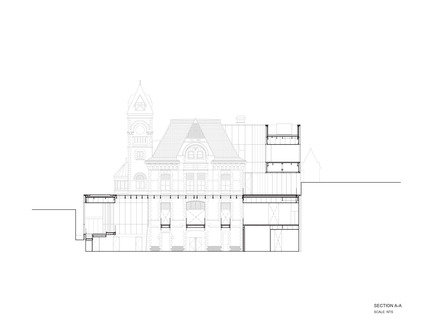 Press kit | 1070-02 - Press release | Old Post Office Idea Exchange - RDH Architects - Institutional Architecture - Longitudinal Section Drawing - Photo credit: RDHA