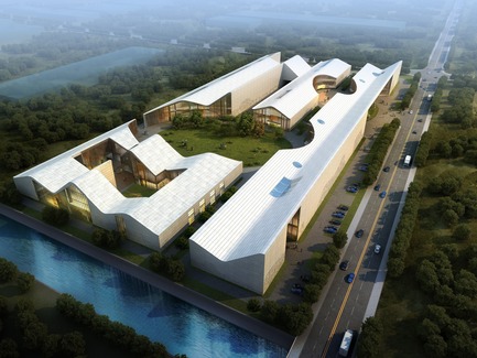 Press kit | 2223-01 - Press release | URBANLOGIC Designs Arts Factory and Innovation Center in Sichuan, China - URBANLOGIC Ltd - Commercial Architecture - Aerial View from South - Photo credit: Project Team: Hui Jun Wang, Yuan-Sheng Chen, Florian Pucher, Milan Svatek, Christian Junge