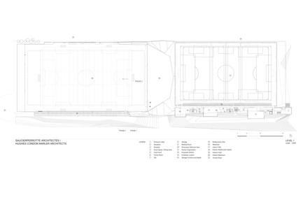 Press kit | 2206-01 - Press release | "Stade de soccer de Montréal" Awarded at AAP American Architecture Prize 2016 - Saucier + Perrotte Architectes/HCMA - Institutional Architecture - Floor plan / Scale 1:500 - Photo credit: Saucier + Perrotte architectes / Hcma