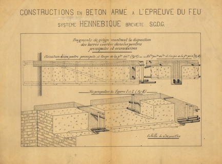 Press kit | 1073-03 - Press release | The Form of Form - Fourth Edition of Lisbon Architecture Triennale - Lisbon Architecture Triennale - Event + Exhibition - Bétons Armés Hennebique, Perspective view, plans, section and details for a wool mill, Tourcoing, 1897<br> - Photo credit:  © CNAM/SIAF/Cité de l'architecture et du patrimoine/Archive d’architecture du XX ème siècle<br> 