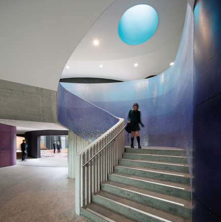 The Infinity Centre, Penleigh and Essendon Grammar Senior School Press kit | 2259-01 - Press release | The Infinity Centre, Penleigh and Essendon Grammar Senior School - McBride Charles Ryan - Institutional Architecture - Main Spiral Staircase - Photo credit: John Gollings