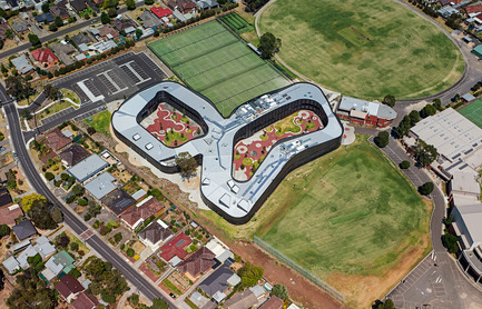 The Infinity Centre, Penleigh and Essendon Grammar Senior School Press kit | 2259-01 - Press release | The Infinity Centre, Penleigh and Essendon Grammar Senior School - McBride Charles Ryan - Institutional Architecture - Aerial View - Photo credit: Peter Bennetts