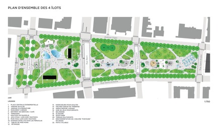 Press kit | 2191-01 - Press release | The Viger Square revitalization: a hybrid landscape grounded in its built and artistic heritage - Ville de Montréal and NIPPAYSAGE - Landscape Architecture -  Overall site plan of public square covering four urban blocks  - Photo credit: NIPPAYSAGE