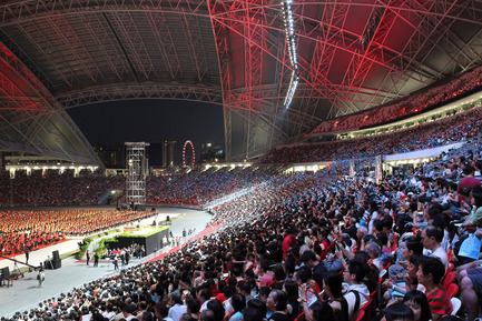 Press kit | 2186-01 - Press release | Singapore National Stadium - Arup Associates - Institutional Architecture - Singapore National Stadium is the first stadium in the world purpose-built for Athletics, Cricket, Football and Rugby. - Photo credit: Arup Associates