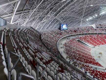 Press kit | 2186-01 - Press release | Singapore National Stadium - Arup Associates - Institutional Architecture -  The Stadium incorporates a moving tier of seats that can be pulled forward when the athletics track is not in use. This improves proximity to the pitch and thus enhances spectator experience and atmosphere  - Photo credit: Christian Richters