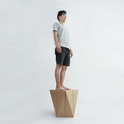 Press kit | 2128-01 - Press release | Fractal Surface Structure made with Cardboard Sheet: Spiral Stool by MisoSoupDesign Awarded Platinum A’Design Award - MisoSoupDesign - Product - Spiral Stool can support up to 100 kg - Photo credit: Daisuke Nagatomo