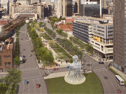 Press kit | 1478-01 - Press release | International artist Jaume Plensa creates a monumental artwork for Montréal - The City of Montréal’s Public Art Bureau - Art -   North view - Source par Jaume Plensa - Montréal, Canada, Inauguration in September 2017    - Photo credit:  Courtesy of Jaume Plensa and Galerie Lelong (The images may not be altered, cropped or manipulated under any circumstance.) 