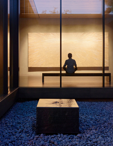 Press kit | 2112-02 - Press release | Windhover Contemplative Center selected as Architizer A+ Finalist - Aidlin Darling Design - Institutional Architecture -         A fountain provides ambient sound to support contemplation while the fully glazed wall beyond allows views in the North Gallery. - Photo credit: Matthew Millman