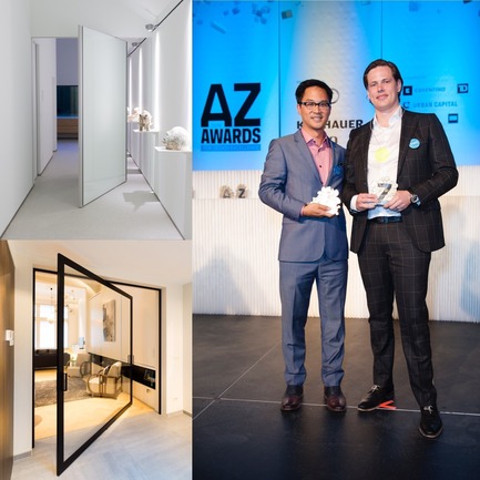 Press kit | 2163-01 - Press release | Pivoting Room Divider - ANYWAY doors - Product - ANYWAYdoors receives the AZ Award for "best architectural product" - Photo credit: Azure Magazine