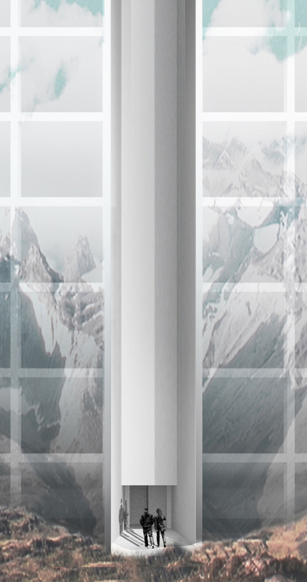 Press kit | 2069-01 - Press release | Winner of 2016 eVolo Skyscraper Competition Reimagines the Future of New York City's Skyline - Jianshi Wu, Yitan Sun - Urban Design - Entrance Collage - Photo credit:  Jianshi Wu, Yitan Sun 