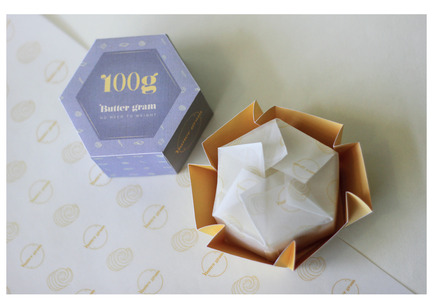 Press kit | 2472-01 - Press release | Award Winning Product Package Design: Butter gram - Axiom Consulting - Product - Butter gram Origami Base - Photo credit: Team Axiom