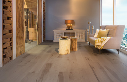 Press kit | 1639-03 - Press release | New Mirage Floors 2016— more magnificent than ever! - Mirage Hardwood Floors - Product - Maple Light Character, Sand Dune - Flair Collection - Photo credit:  Mirage Hardwood Floors 