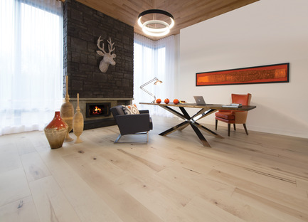 Press kit | 1639-03 - Press release | New Mirage Floors 2016— more magnificent than ever! - Mirage Hardwood Floors - Product - Maple Light Character, White Mist - Flair Collection - Photo credit:  Mirage Hardwood Floors 