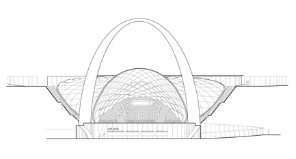 Press kit | 1995-01 - Press release | Szczecin Summer Theatre - Flanagan Lawrence - Lifestyle - Back elevation, Szczecin Summer Theatre, Flanagan Lawrence Architects - Photo credit: Flanagan Lawrence