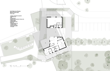 Press kit | 1170-02 - Press release | Golf Welcome Pavilion at Maisonneuve Park - Ville de Montréal - Institutional Architecture - Floor plan - Photo credit: Cardin Ramirez Julien Inc. / Aedifica<br>